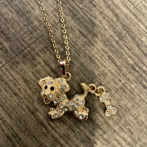 Puppy with Bone Tail Necklace - Picture 1 of 5